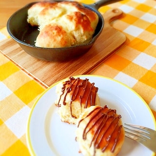 ホットケーキmixで簡単♪チョコバナナちぎりパン風